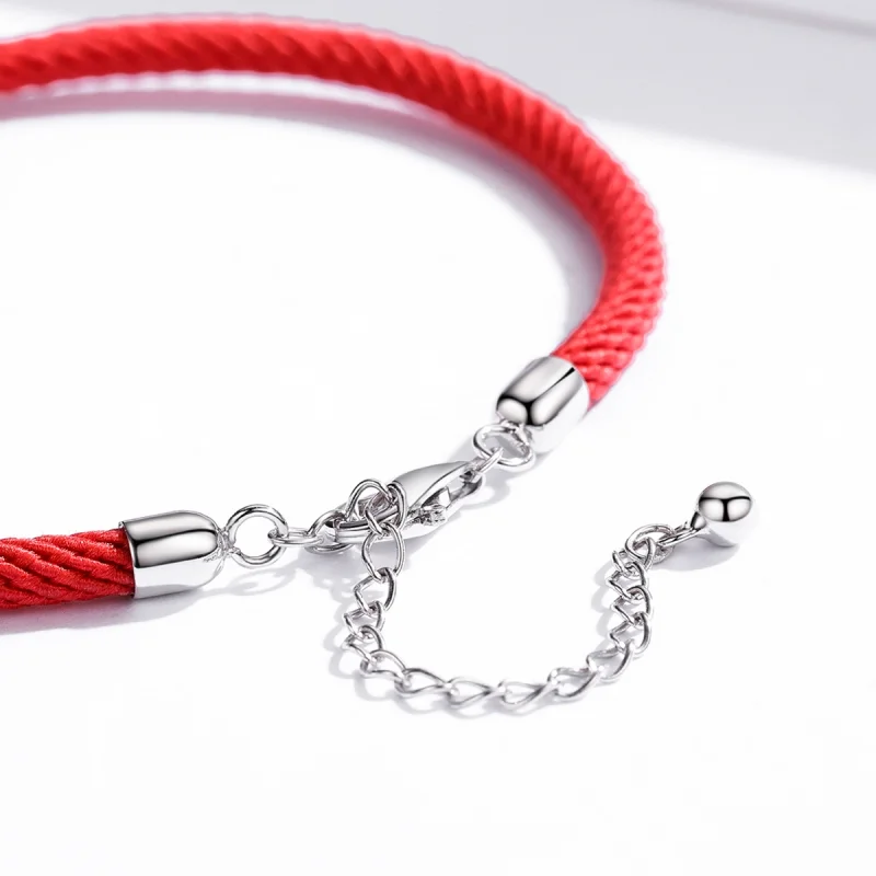 (image for) Pandora Style Red Rope Fabric Bracelet - SCB166 - View 4