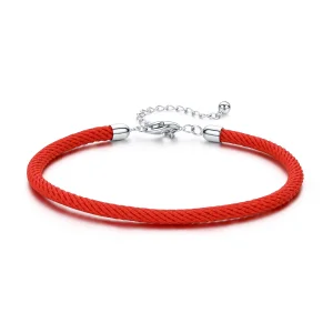 (image for) Pandora Style Red Rope Fabric Bracelet - SCB166