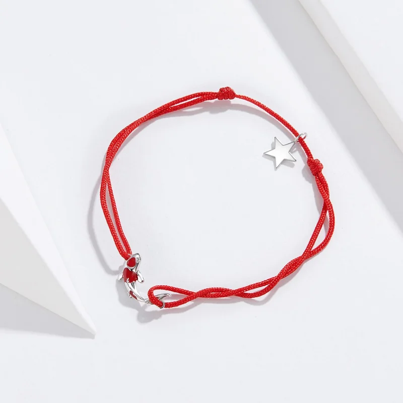 (image for) Pandora Style Red Rope with Silver Lucky Carp Bracelet - SCB145 - View 3