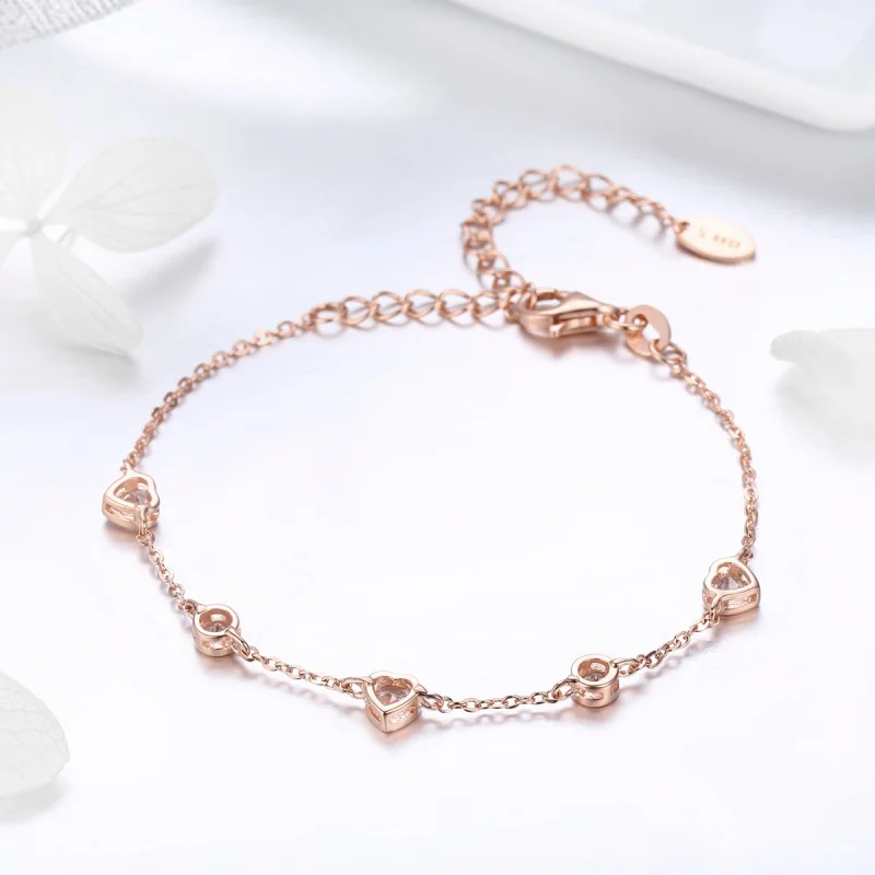 (image for) Pandora Style Rose Gold Beauty of Simplicity Five Clip Chain Slider Bracelet - S - View 3