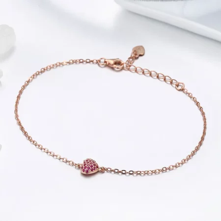 Pandora Style Rose Gold Elegant Heart Chain Bracelet - SCB050