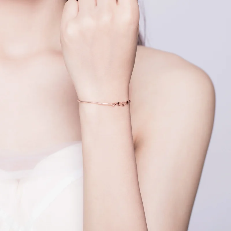 (image for) Pandora Style Rose Gold Simple Line Bracelet - SCB149 - View 6