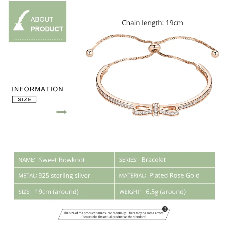 (image for) Pandora Style Rose Gold Sweet Bow Clasp Slider Bangle - SCB108-C - View 5