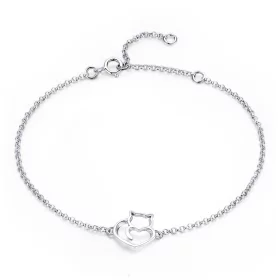 Pandora Style Silver Adorable Cat Chain Slider Bracelet - SCB102