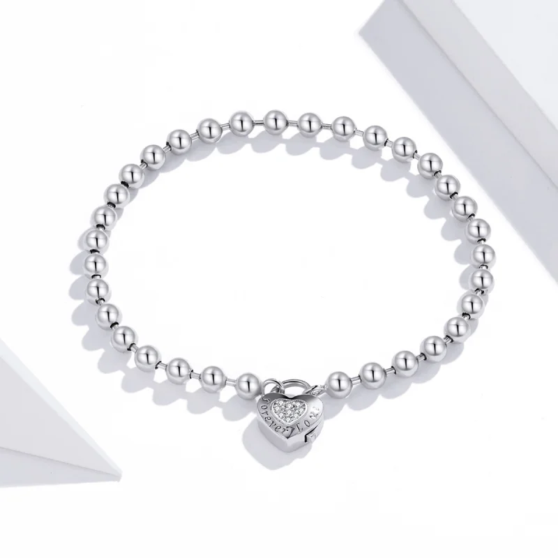 (image for) Pandora Style Silver Bead Chain bracelet - SCB203 - View 3