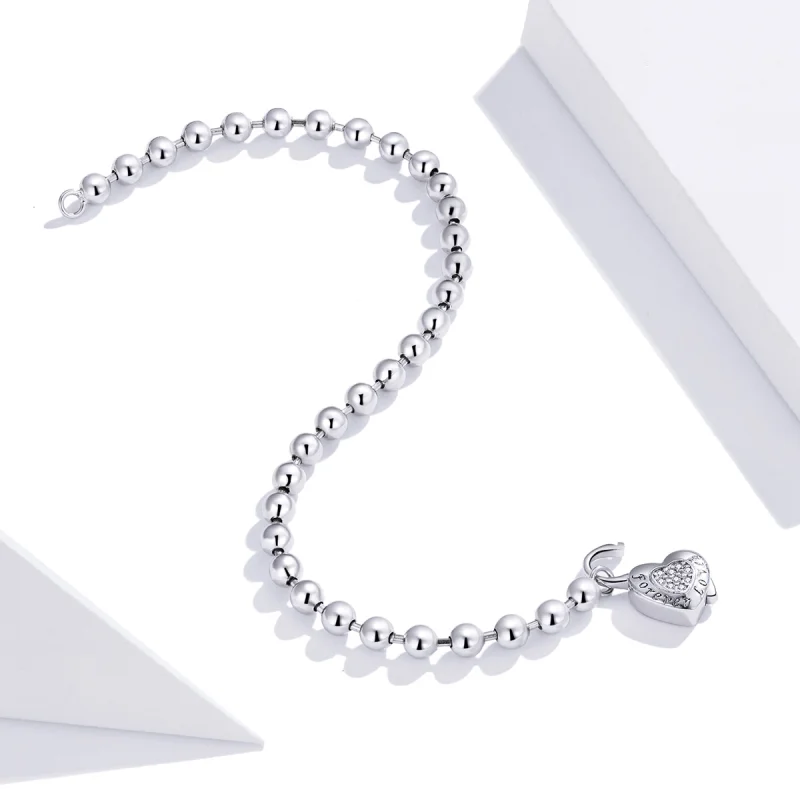 (image for) Pandora Style Silver Bead Chain bracelet - SCB203 - View 4