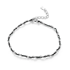 (image for) Pandora Style Silver & Black Rope Bracelet - SCB173-Bk