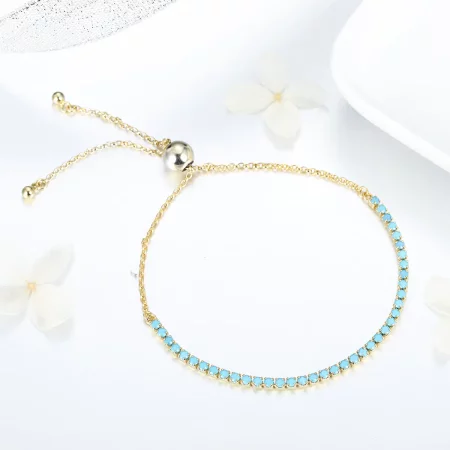 Pandora Style Silver Blue Sky Slider Tennis Bracelet - SCB118