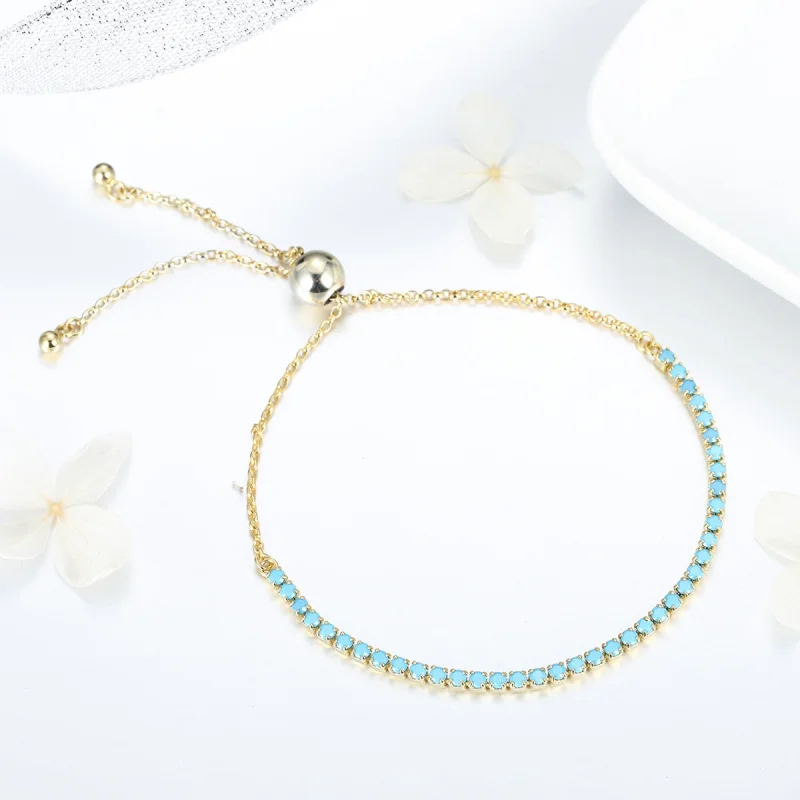 (image for) Pandora Style Silver Blue Sky Slider Tennis Bracelet - SCB118 - View 2