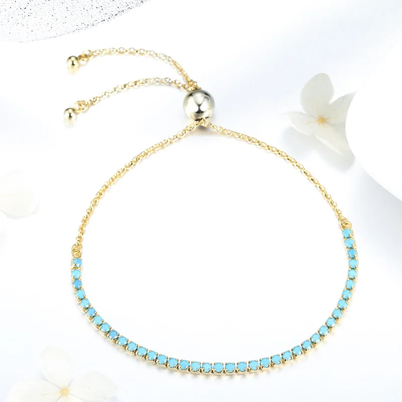 (image for) Pandora Style Silver Blue Sky Slider Tennis Bracelet - SCB118 - View 4