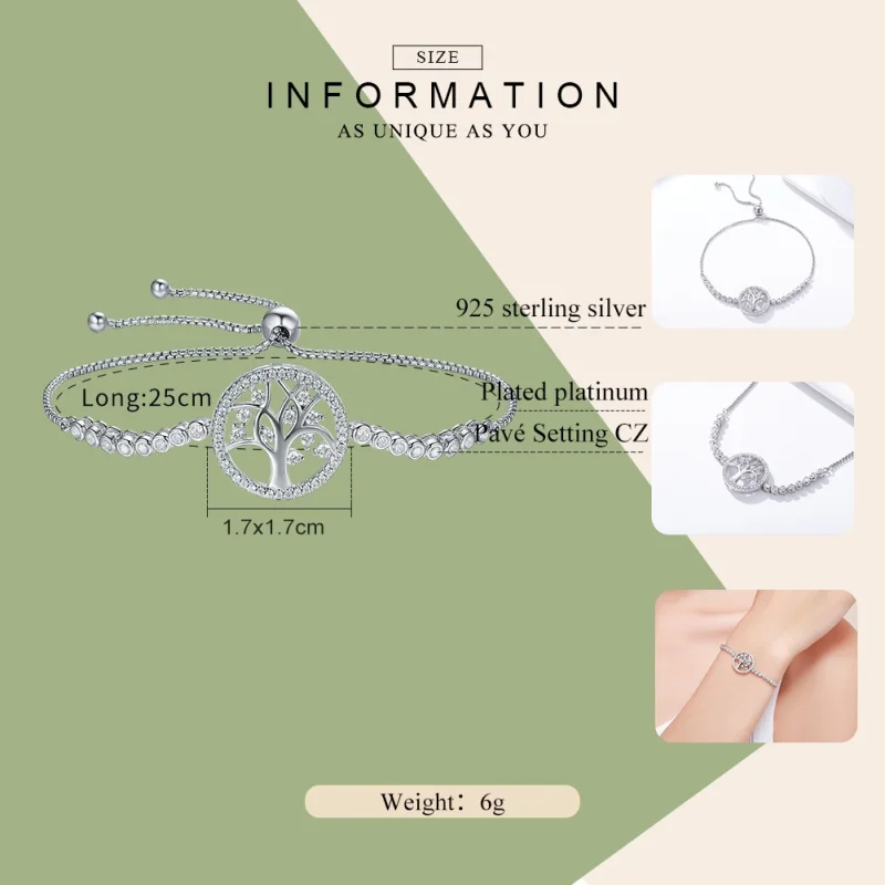 (image for) Pandora Style Silver Bright Tree of Life bracelet - SCB035 - View 3