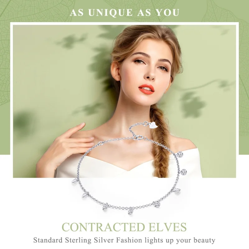 (image for) Pandora Style Silver Contracted Elves Chain Slider Bracelet - SCB103 - View 2