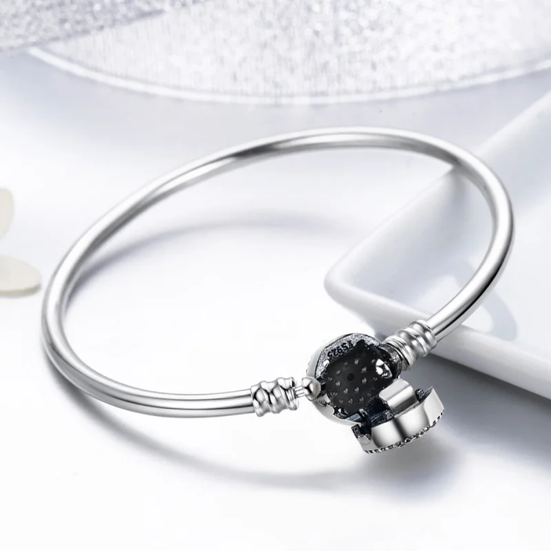 (image for) Pandora Style Silver Cubic Zirconia Guardian Eye Bangle - SCB012 - View 5