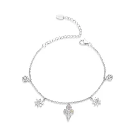 Pandora Style Silver Cute Ice Cream Chain Slider Bracelet - SCB139 Pandora Style Silver Cute Ice Cream Chain Slider Bracelet - SCB139