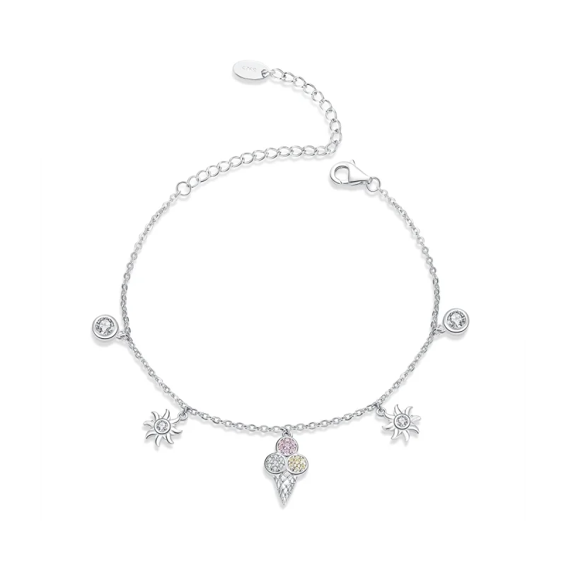 (image for) Pandora Style Silver Cute Ice Cream Chain Slider Bracelet - SCB139 - Product Image