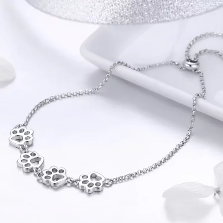 Pandora Style Silver Cute Pet Claw Marks Chain Slider Bracelet - SCB096