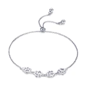 Pandora Style Silver Cute Pet Claw Marks Chain Slider Bracelet - SCB096 Pandora Style Silver Cute Pet Claw Marks Chain Slider Bracelet - SCB096