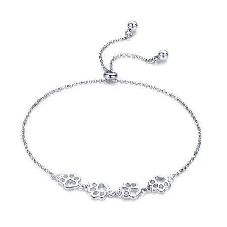 Pandora Style Silver Cute Pet Claw Marks Chain Slider Bracelet - SCB096