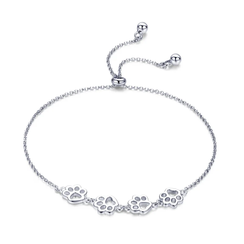 (image for) Pandora Style Silver Cute Pet Claw Marks Chain Slider Bracelet - SCB096 - Product Image