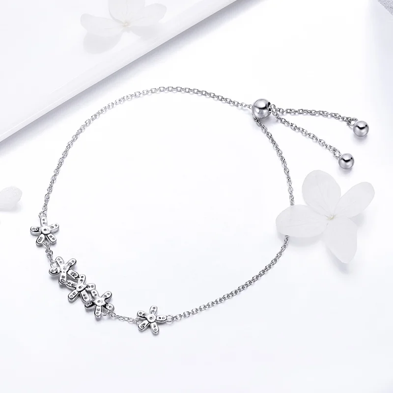 (image for) Pandora Style Silver Daisy Chain Slider Bracelet - SCB084 - View 4