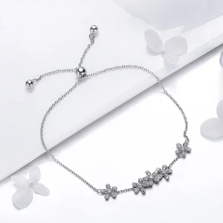 Pandora Style Silver Daisy Chain Slider Bracelet - SCB084