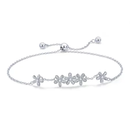 Pandora Style Silver Daisy Chain Slider Bracelet - SCB084 Pandora Style Silver Daisy Chain Slider Bracelet - SCB084