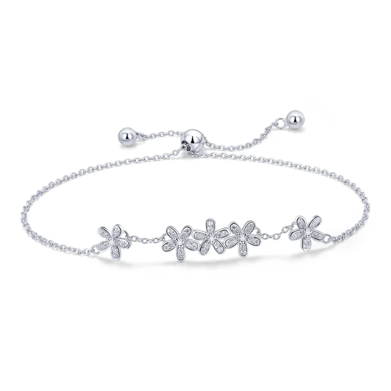 (image for) Pandora Style Silver Daisy Chain Slider Bracelet - SCB084 - Product Image