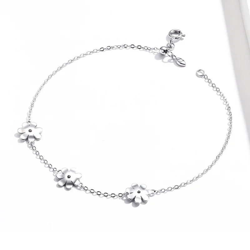 (image for) Pandora Style Silver Daisy Chain Slider Bracelet - SCB165 - View 3