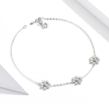 Pandora Style Silver Daisy Chain Slider Bracelet - SCB165