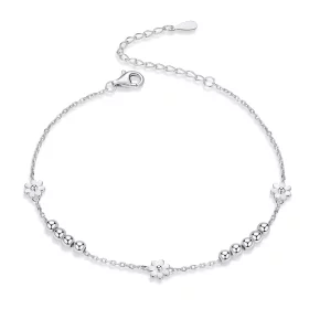 Pandora Style Silver Daisy Flower Chain Slider Bracelet - SCB146 Pandora Style Silver Daisy Flower Chain Slider Bracelet - SCB146