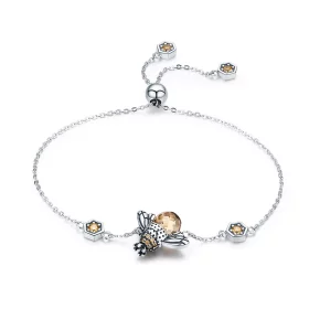 Pandora Style Silver Dancing Bee Slider Bracelet - SCB043