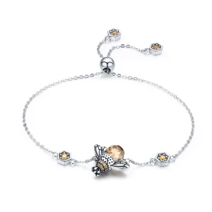 Pandora Style Silver Dancing Bee Slider Bracelet - SCB043 (image for) Pandora Style Silver Dancing Bee Slider Bracelet - SCB043