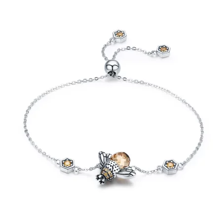 Pandora Style Silver Dancing Bee Slider Bracelet - SCB043