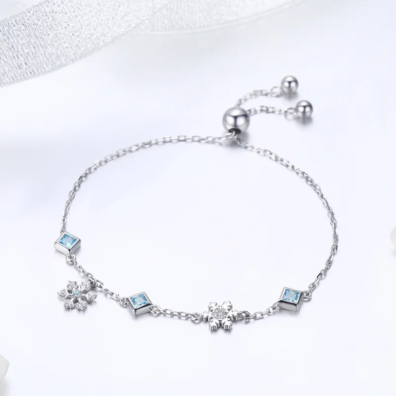 (image for) Pandora Style Silver Dancing Snowflake bracelet - BSB001 - View 2