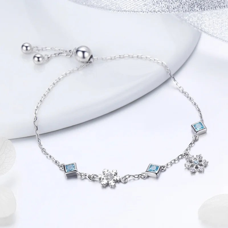 (image for) Pandora Style Silver Dancing Snowflake bracelet - BSB001 - View 4