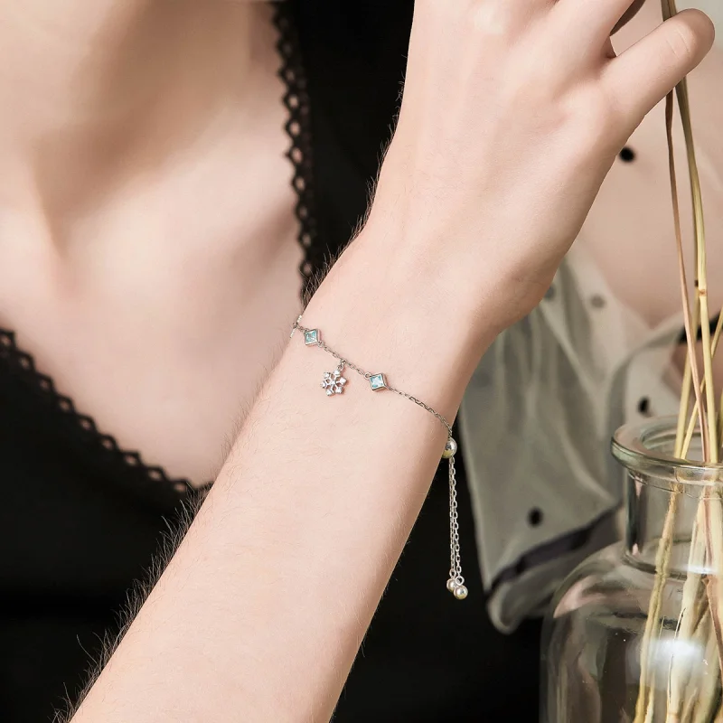 (image for) Pandora Style Silver Dancing Snowflake bracelet - BSB001 - View 7