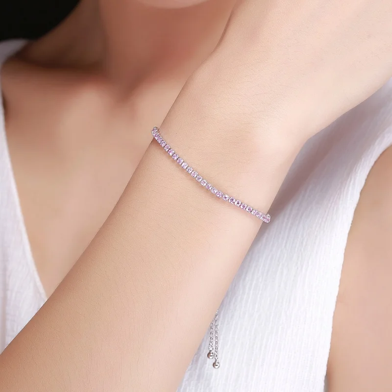 (image for) Pandora Style Silver Elegant Accompany Slider Tennis Bracelet - SCB045 - View 2