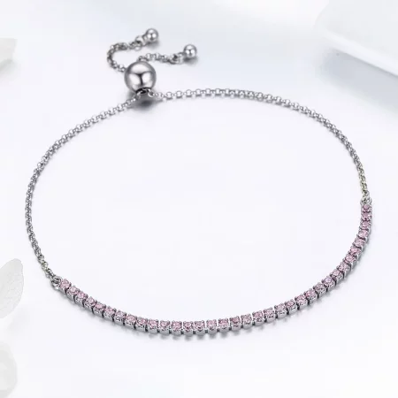 Pandora Style Silver Elegant Accompany Slider Tennis Bracelet - SCB045