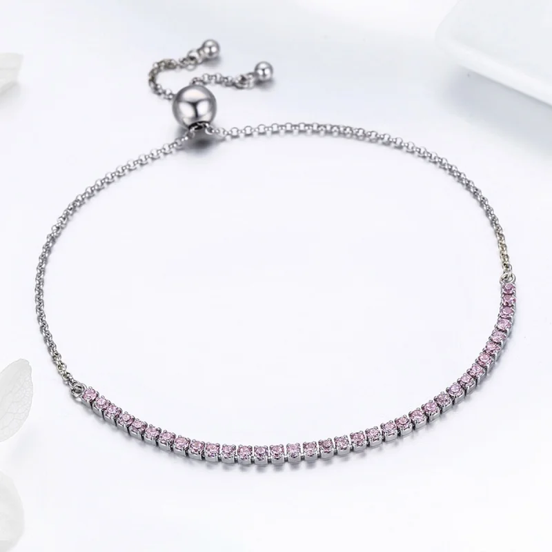 (image for) Pandora Style Silver Elegant Accompany Slider Tennis Bracelet - SCB045 - View 4