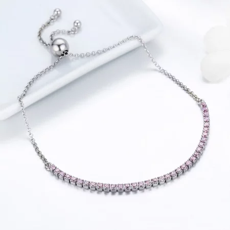 Pandora Style Silver Elegant Accompany Slider Tennis Bracelet - SCB045