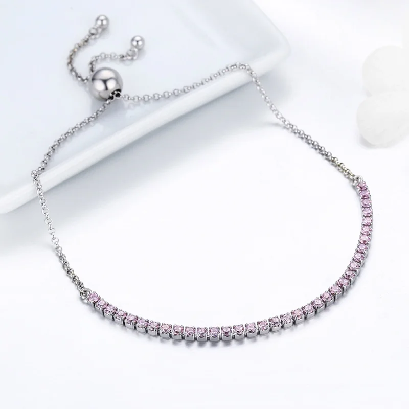 (image for) Pandora Style Silver Elegant Accompany Slider Tennis Bracelet - SCB045 - View 5