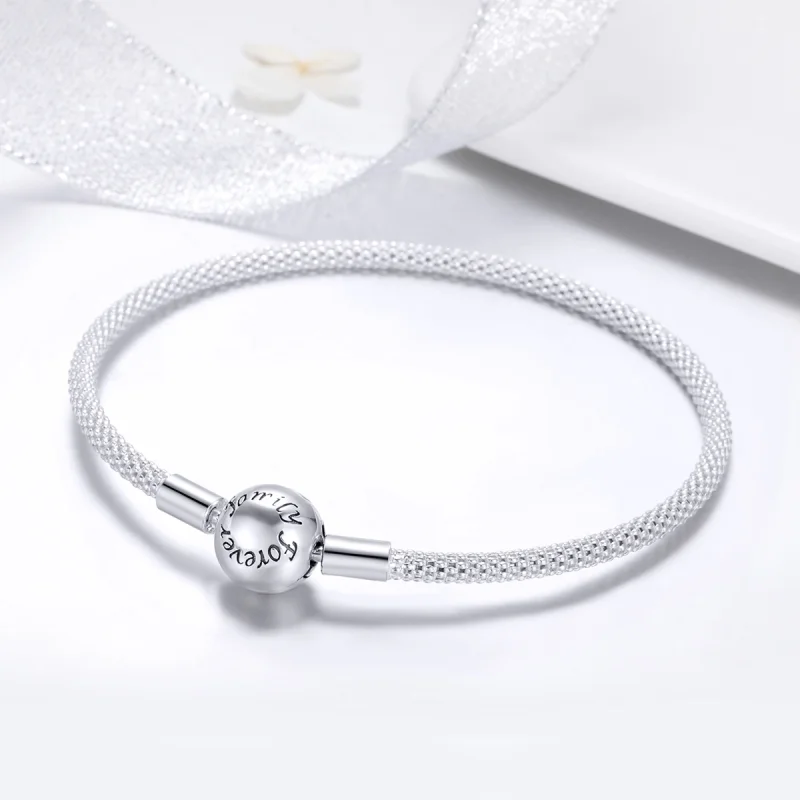 (image for) Pandora Style Silver Forever Love Mesh Bracelet - SCB105 - View 3