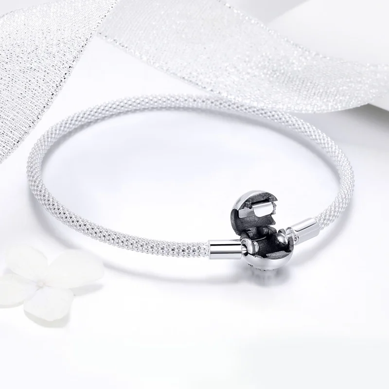 (image for) Pandora Style Silver Forever Love Mesh Bracelet - SCB105 - View 5