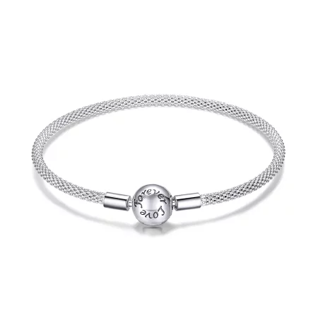 Pandora Style Silver Forever Love Mesh Bracelet - SCB105