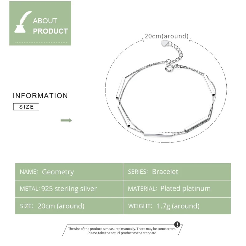 (image for) Pandora Style Silver Geometry Chain Slider Bracelet - SCB170 - View 5