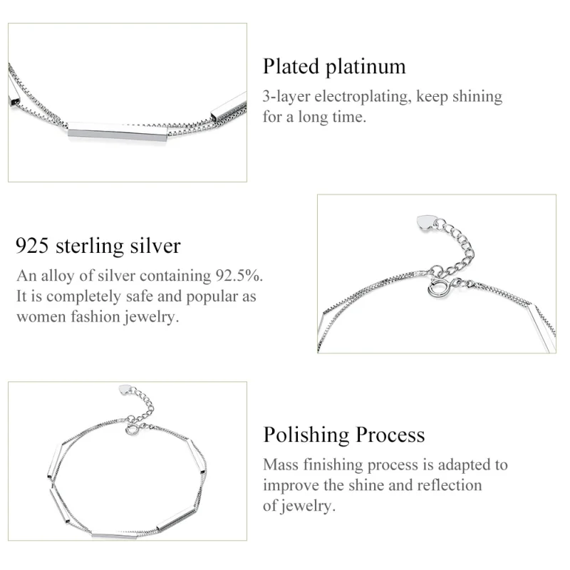 (image for) Pandora Style Silver Geometry Chain Slider Bracelet - SCB170 - View 6