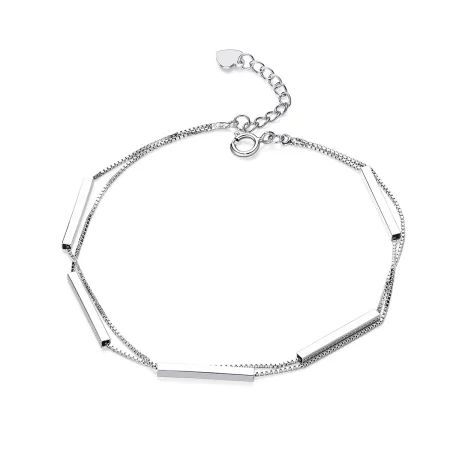 Pandora Style Silver Geometry Chain Slider Bracelet - SCB170