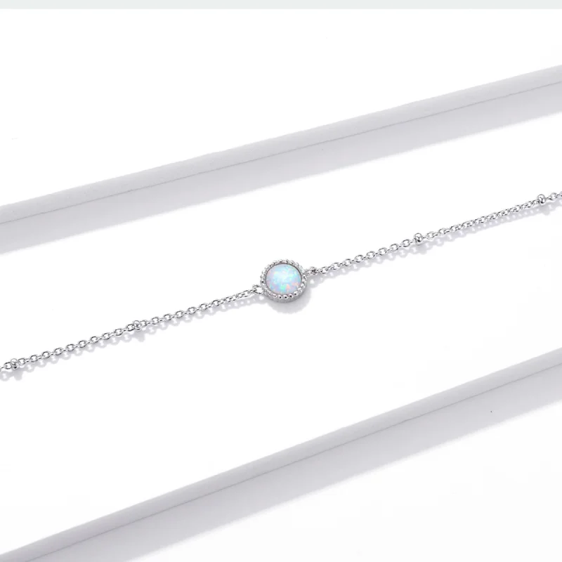 (image for) Pandora Style Silver Gorgeous Opal bracelet - BSB054 - View 4