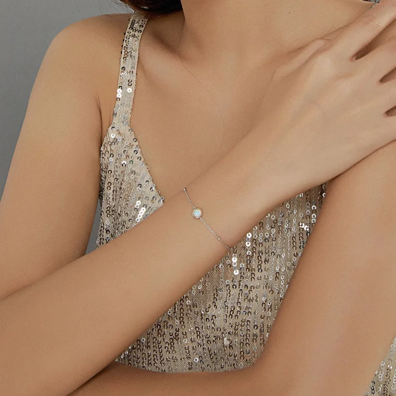 (image for) Pandora Style Silver Gorgeous Opal bracelet - BSB054 - View 7