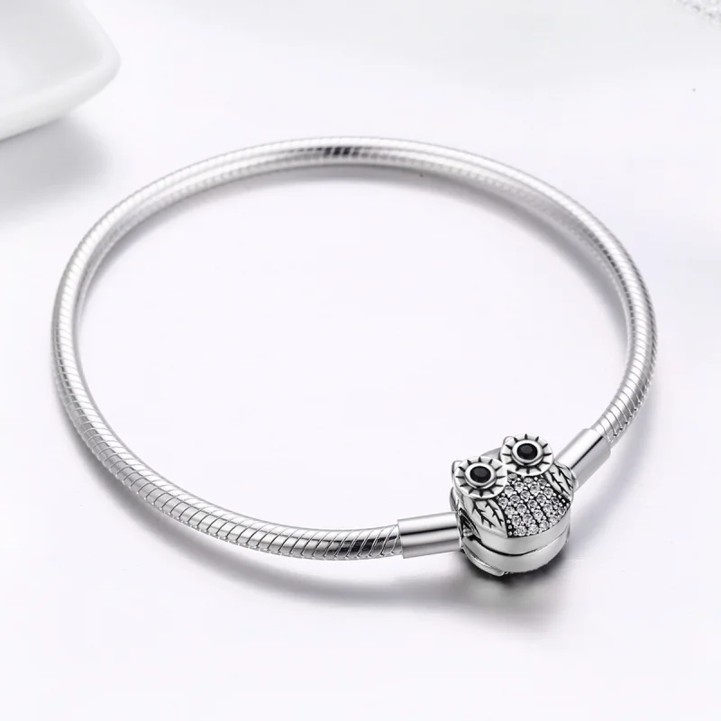 (image for) Pandora Style Silver Graduation Cute Owl Chain Bracelet - SCB067 - View 5